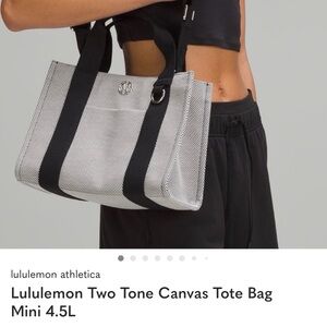 lululemon athletica Two-Tone Black and Gray Canvas Tote